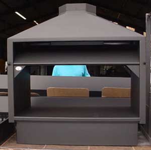 Double-sided double-skinned freestanding fireplace